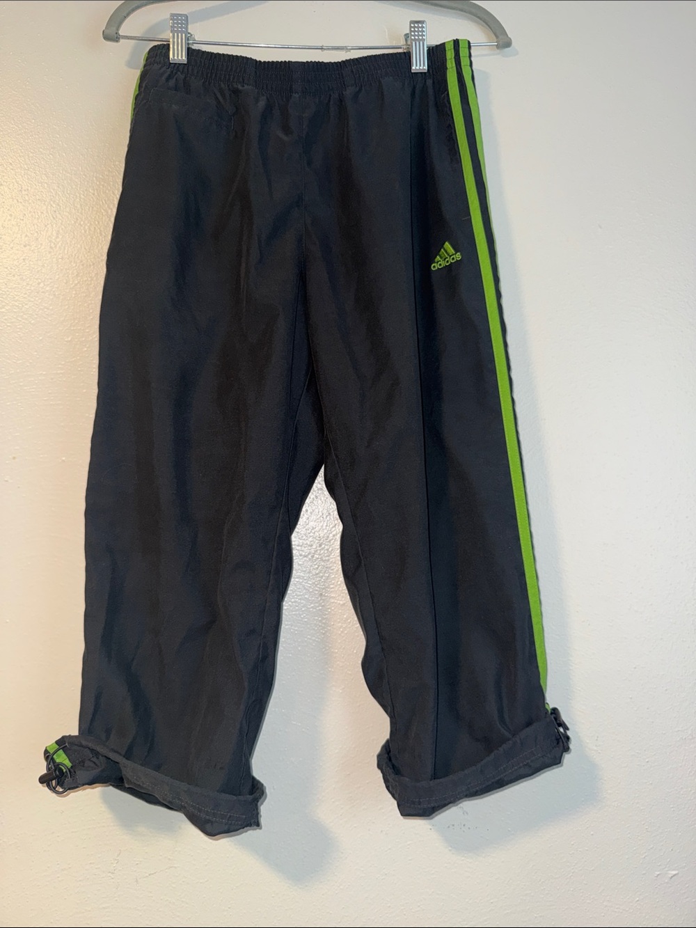 adidas Black Joggers with Lime Side Stripes